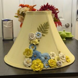 Custom hand painted lampshade with floral embellishments